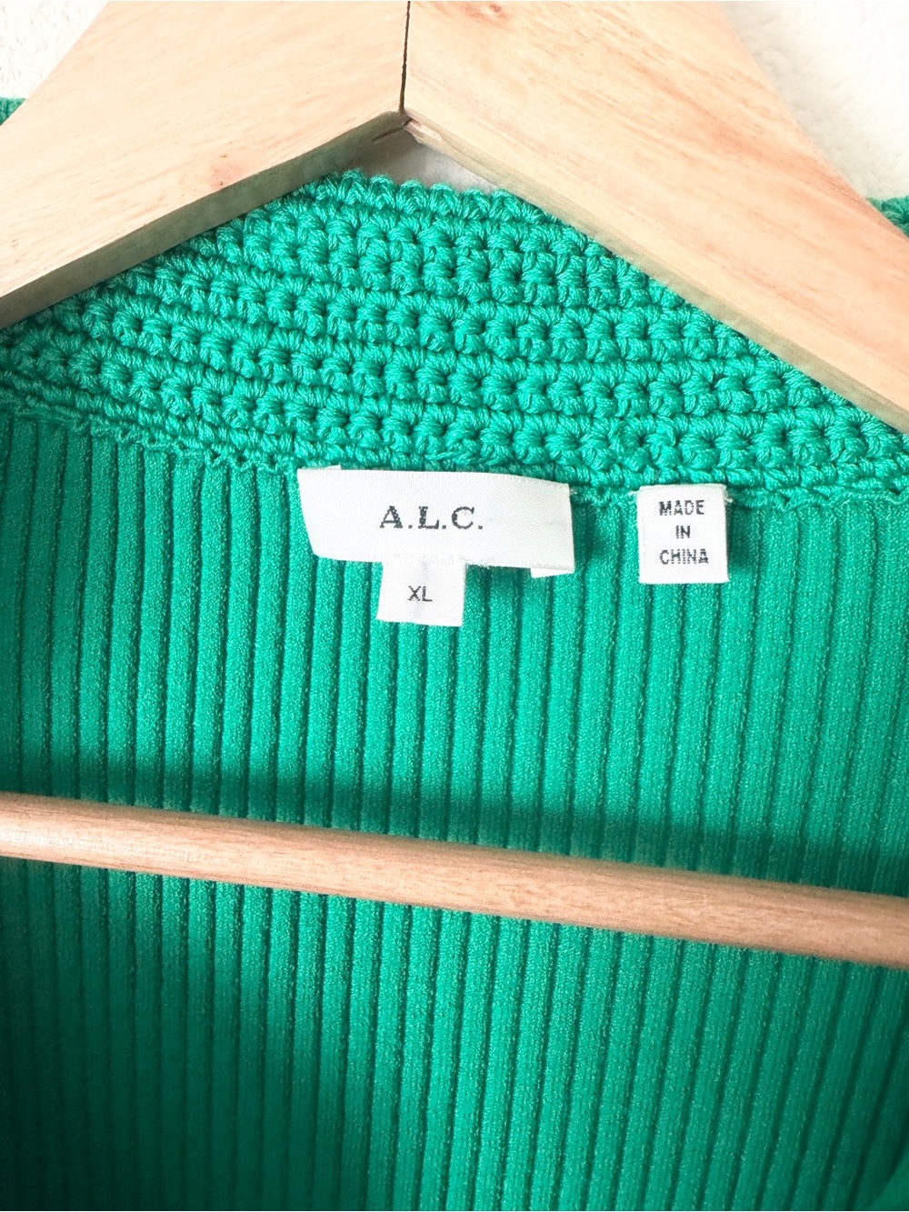 A.L.C XL Adrian collared short sleeve ribbed knit stretchy midi dress in green - Picture 3 of 6